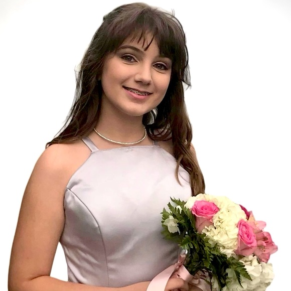 Vnaix Bridals Womens Wedding Dress Long Satin Halter Pockets Grey, Sz 8 - Picture 3 of 16